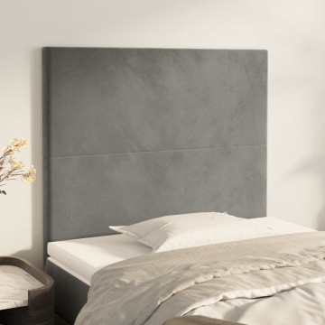 Tăblii de pat, 2 buc, gri deschis, 100x5x78/88 cm, catifea - Img 1