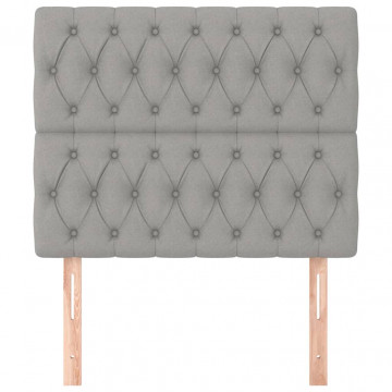 Tăblii de pat, 2 buc, gri deschis, 100x7x78/88 cm, textil - Img 3