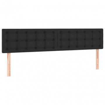 Tăblii de pat, 2 buc, negru, 100x5x78/88 cm, piele ecologică - Img 2