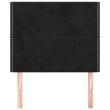 Tăblii de pat, 2 buc, negru, 90x5x78/88 cm, catifea - Img 3