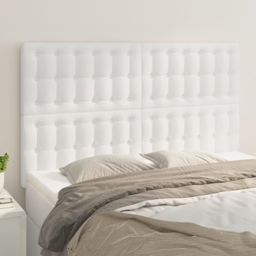Tăblii de pat, 4 buc, alb, 72x5x78/88 cm, piele ecologică - Img 1