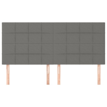 Tăblii de pat, 4 buc, gri închis, 80x5x78/88 cm, textil - Img 3