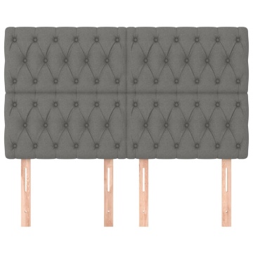 Tăblii de pat, 4 buc, gri închis, 80x7x78/88 cm, textil - Img 3