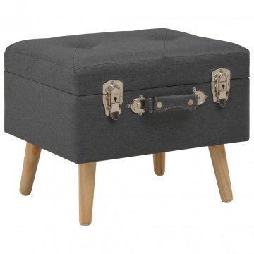 Taburet cu depozitare, 40 cm, gri închis, material textil - Img 1