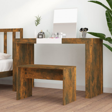 Taburet de toaletă, stejar fumuriu, 70x35x45 cm, lemn prelucrat - Img 3