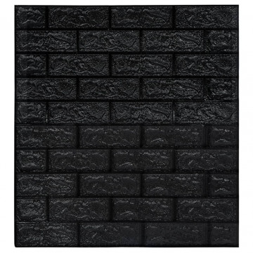 Tapet de perete autocolant, model cărămizi 3D, 40 buc., negru - Img 3
