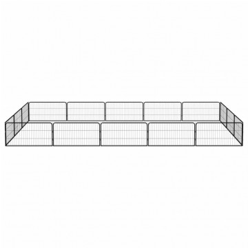 Țarc câini 16 panouri negru 100x50 cm oțel vopsit electrostatic - Img 2