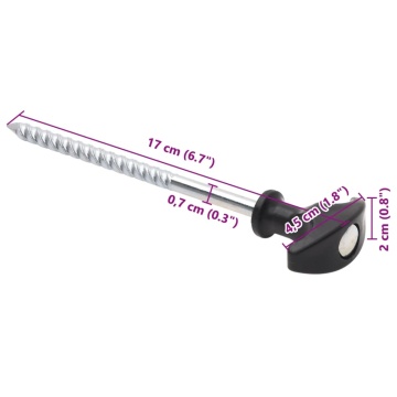 Țăruși de cort, 24 buc., 17 cm, Ø7 mm, oțel galvanizat - Img 5