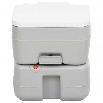 Toaletă portabilă de camping, gri și alb, 15+10 L, HDPE - Img 1