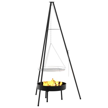 Tripod pentru gătit pe foc de tabără cu grătar și tavă pentru foc 170 cm - Img 3