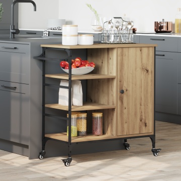 Trolley de bucătărie Stejar Natural 87.5x38.5x84.5 cm Lemn prelucrat - Img 1