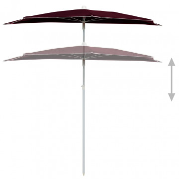 Umbrelă de grădină cu stâlp, roșu bordo, 180x90 cm, semirotundă - Img 4