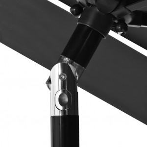 Umbrelă de soare 3 niveluri, stâlp de aluminiu, antracit, 2,5 m - Img 5