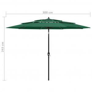 Umbrelă de soare 3 niveluri, stâlp de aluminiu, verde, 3 m - Img 7