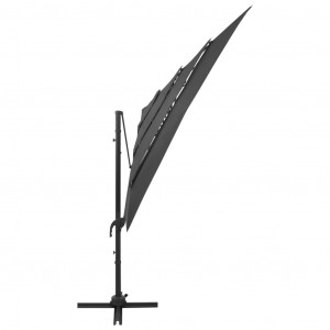 Umbrelă de soare 4 niveluri, stâlp aluminiu antracit 250x250 cm - Img 8