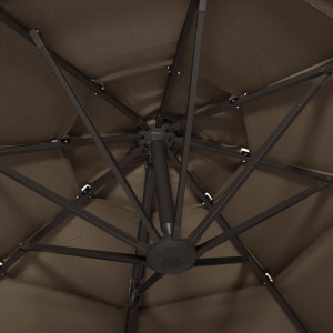 Umbrelă de soare 4 niveluri, stâlp de aluminiu, gri taupe 3x3 m - Img 2
