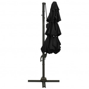 Umbrelă de soare 4 niveluri, stâlp de aluminiu, negru, 3x3 m - Img 8
