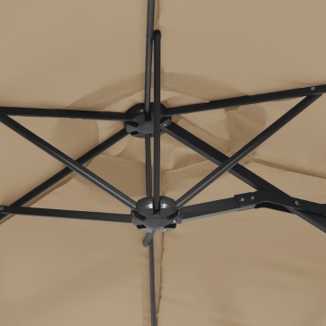 Umbrelă de soare cu două capete cu LED-uri gri taupe 316x240 cm - Img 7