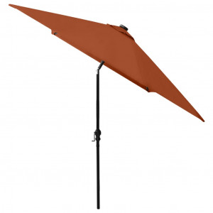 Umbrelă de soare cu LED-uri & stâlp din oțel, cărămiziu, 2x3 m - Img 6