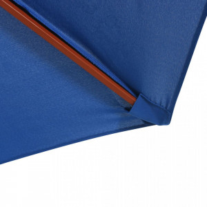 Umbrelă de soare cu stâlp din lemn, albastru, 300 x 258 cm - Img 3