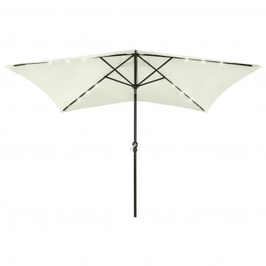 Umbrelă de soare cu stâlp din oțel & LED-uri, nisipiu, 2x3 m - Img 1