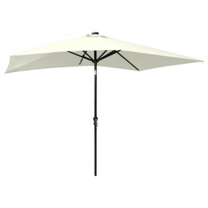 Umbrelă de soare cu stâlp din oțel & LED-uri, nisipiu, 2x3 m - Img 5