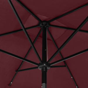 Umbrelă de soare cu stâlp din oțel & LED-uri, roșu bordo, 2x3 m - Img 2