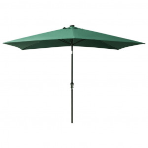 Umbrelă de soare cu stâlp din oțel & LED-uri, verde, 2x3 m - Img 8