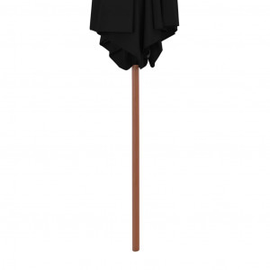 Umbrelă de soare de exterior cu stâlp din lemn, negru, 270 cm - Img 6