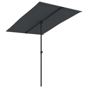 Umbrelă de soare de exterior, stâlp aluminiu, negru, 2 x 1,5 cm - Img 2