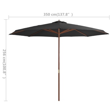 Umbrelă de soare de exterior, stâlp din lemn, antracit, 350 cm - Img 4