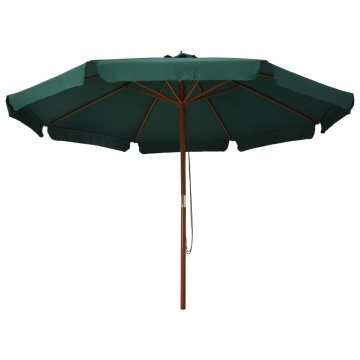 Umbrelă de soare de exterior, stâlp din lemn, verde, 330 cm - Img 2