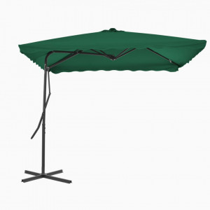 Umbrelă de soare de exterior, stâlp din oțel, verde, 250x250 cm - Img 1