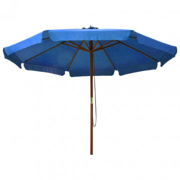 Umbrelă de soare de exterior, stâlp lemn, azuriu, 330 cm - Img 2