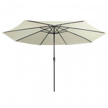 Umbrelă de soare de exterior, stâlp metalic, alb nisipiu 400 cm - Img 3