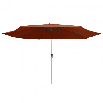 Umbrelă de soare de exterior, stâlp metalic, cărămiziu, 400 cm - Img 2