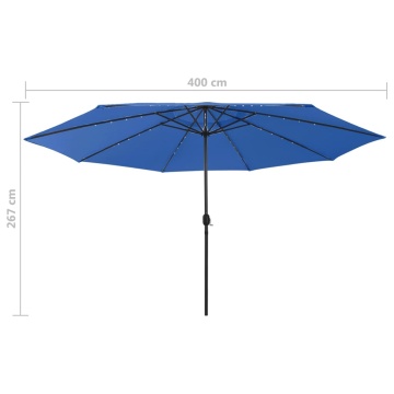 Umbrelă de soare de grădină cu LED-uri, albastru azuriu, 400 cm - Img 6