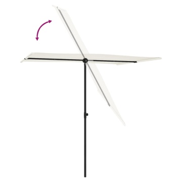 Umbrelă de soare de grădină stâlp aluminiu alb nisipiu 2x1,5 m - Img 5