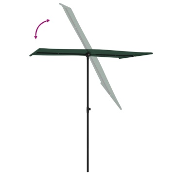 Umbrelă de soare de grădină, stâlp aluminiu, verde, 180x110 cm - Img 5