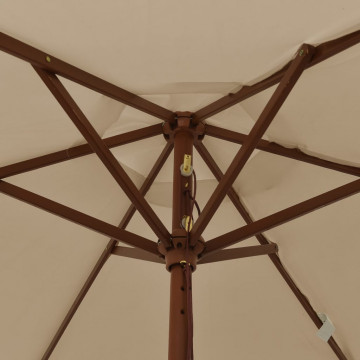 Umbrelă de soare de grădină stâlp din lemn gri taupe 196x231 cm - Img 5