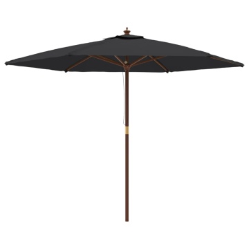 Umbrelă de soare de grădină stâlp din lemn, negru, 299x240 cm - Img 2