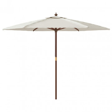 Umbrelă de soare de grădină stâlp din lemn, nisipiu, 299x240 cm - Img 4