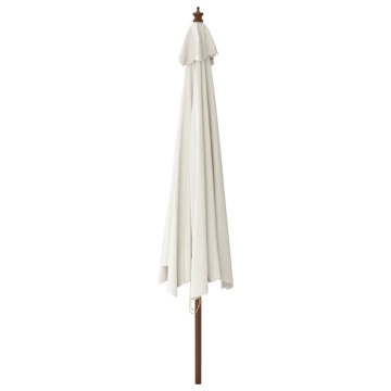 Umbrelă de soare de grădină stâlp din lemn, nisipiu, 400x273 cm - Img 8