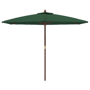 Umbrelă de soare de grădină stâlp din lemn, verde, 299 x 240 cm - Img 3