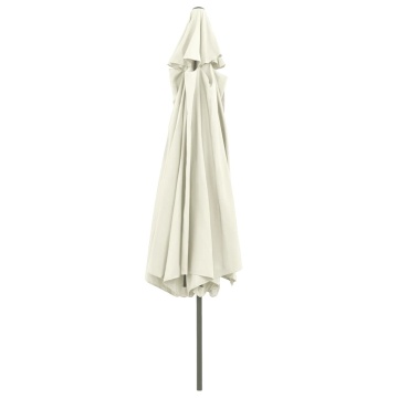 Umbrelă de soare de grădină, stâlp metalic, alb nisipiu 390 cm - Img 4