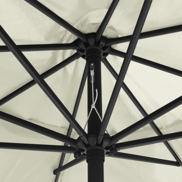 Umbrelă de soare de grădină, stâlp metalic, alb nisipiu 390 cm - Img 6