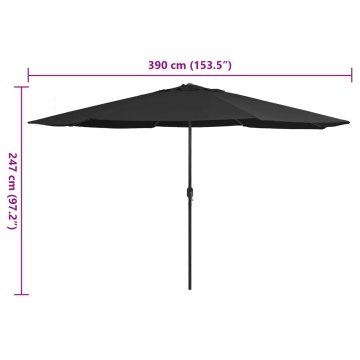 Umbrelă de soare de grădină, stâlp metalic, negru, 390 cm - Img 6