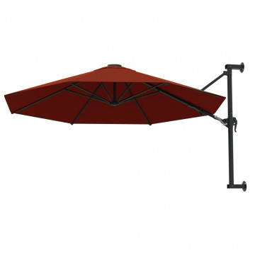 Umbrelă de soare de perete cu stâlp metalic, cărămiziu, 300 cm - Img 3