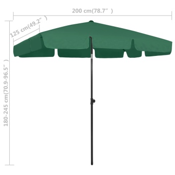 Umbrelă de soare de plajă, verde, 200x125 cm - Img 7