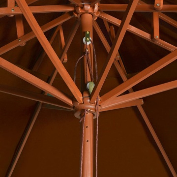Umbrelă de soare dublă, stâlp din lemn, cărămiziu, 270 cm - Img 6